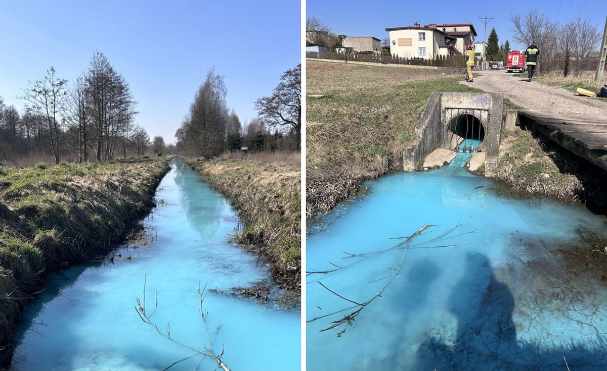 Woda w Kanale Młyńskim w Działdowie na Mazurach zmieniła kolor