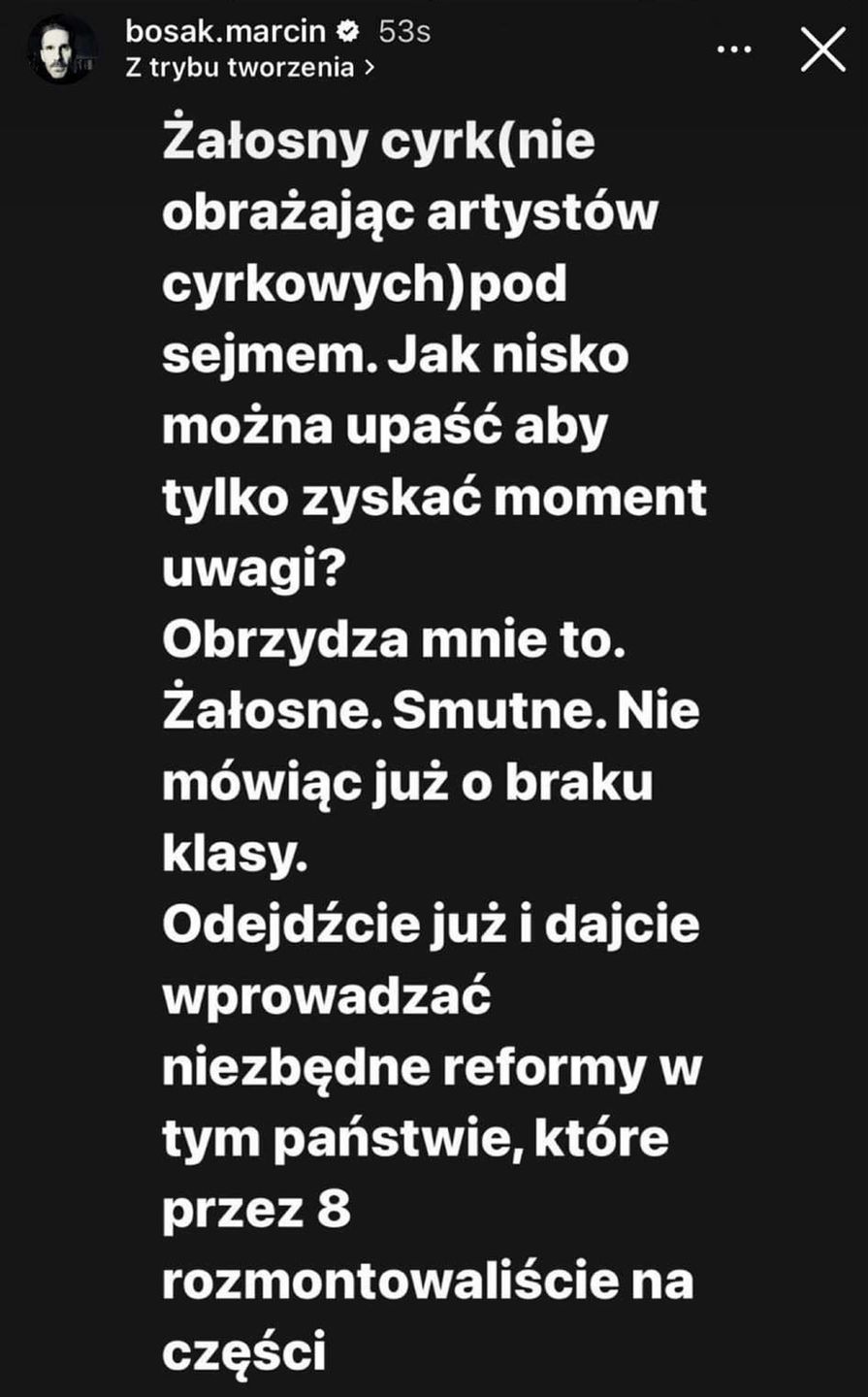 Marcin Bosak komentuje przepychanki pod Sejmem