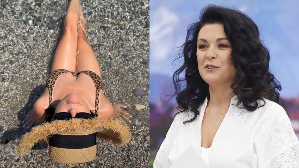 Katarzyna Cichopek pręży się na plaży w panterkowym stroju 