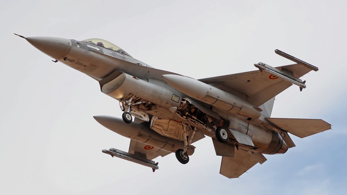 Tactical Leadership Programme in Albacete
A General Dynamics F-16 Fighting Falcon of the Romanian Air Force participates in the Tactical Leadership Programme in Albacete, Spain, on September 24, 2024. (Photo by Joan Valls/Urbanandsport /NurPhoto via Getty Images) (Photo by Urbanandsport/NurPhoto via Getty Images)
NurPhoto
european air forces, romanian air force, joan valls, aerial maneuvers, air defense, fighter aircraft, military aircraft, international cooperation, photojournalism, tactical, general dynamics, fighting falcon, pilot training, training program, defense, spanish airspace, otan, aeronautics, fighter jet, military collaboration, nurphoto, september 24, aviation, urbanandsport, tactical leadership programme, albacete airport los llanos, general dynamics f-16 fighting falcon, aviation technology, aircraft, albacete, f-16