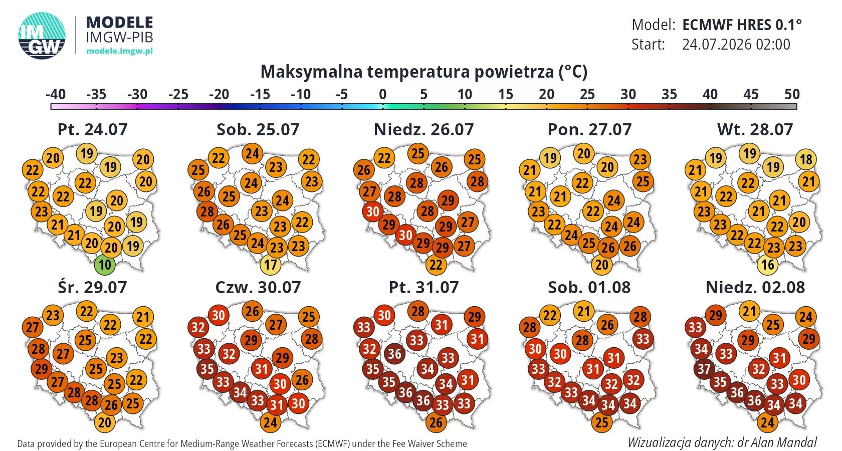 Prognoza IMGW dla Polski.