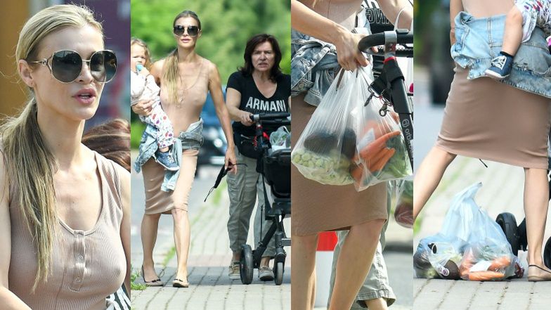Joanna Krupa na spacerze z mamą i córką