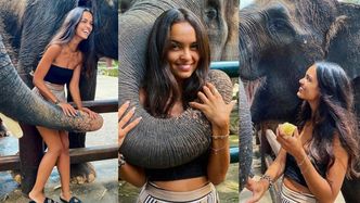 Rozochocona Klaudia El Dursi zabawia się ze słoniami na Bali. Fani OBURZENI: "Kryje się za tym ból, strach i nieszczęście zwierząt!"