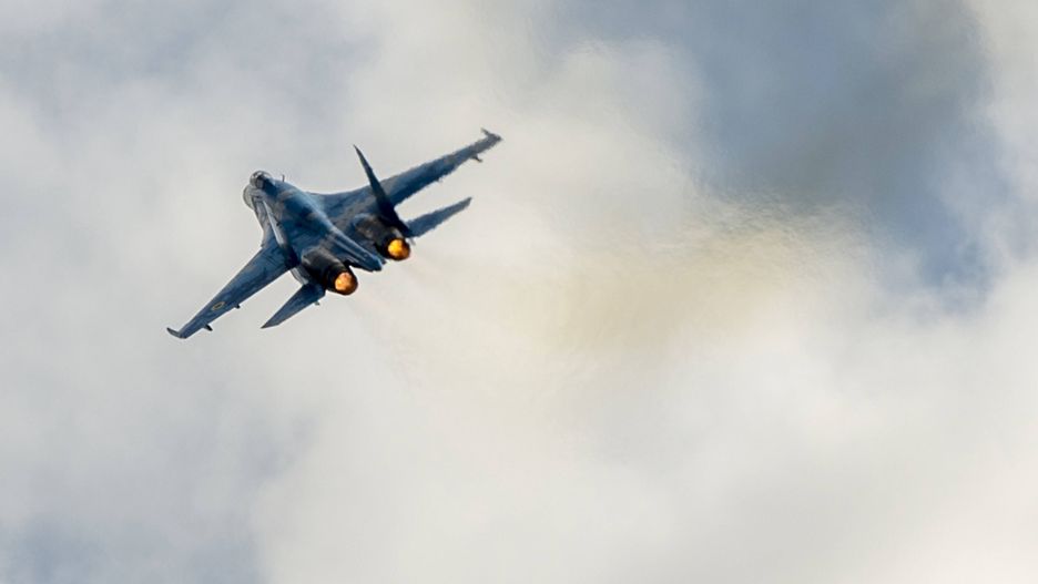 CIAF 2017, fighter aircraft Sukhoi Su-27
At the former army airport in Hradec Kralove there was started two-days air show named 24th Czech International Air Fest - CIAF 2017, in Czech Republic, on September 2, 2017. On the photo is seen a fighter aircraft Sukhoi Su-27 from Ukraine. (CTK Photo/David Tanecek) 
Dostawca: PAP/CTK.
David Tanecek
Czech Republic, aviation, plane, CIAF 2017, Czech International Air Fest, Ukraine