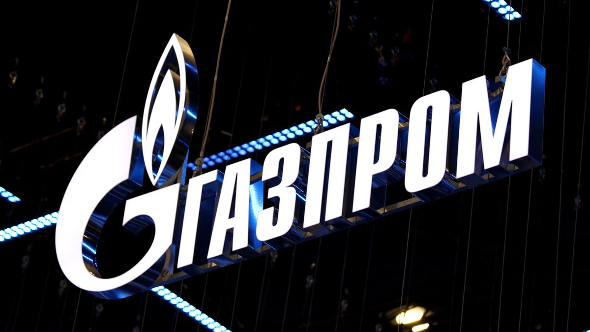 SAINT PETERSBURG, RUSSIA - 2025/06/21: The logo of Gazprom is displayed at the XXVIII St. Petersburg International Economic Forum at the Expoforum Convention and Exhibition Center in St. Petersburg, Russia. (Photo by Maksim Konstantinov/SOPA Images/LightRocket via Getty Images)