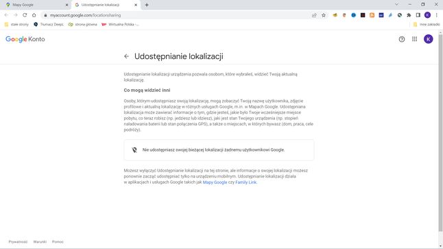 Google Maps: komunikat z przeglądarki Google