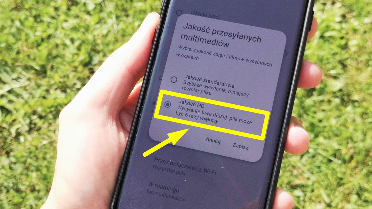 Ustawienia jakości w WhatsAppie