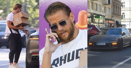 Obładowany paczkami Sebastian Fabijański dwukrotnie parkuje porsche za 700 TYSIĘCY ZŁOTYCH w niedozwolonym miejscu (ZDJĘCIA)