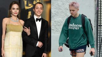 Wyraźnie odmieniony 17-letni syn Angeliny Jolie i Brada Pitta kroczy na trening. Do twarzy mu w różowych włosach?