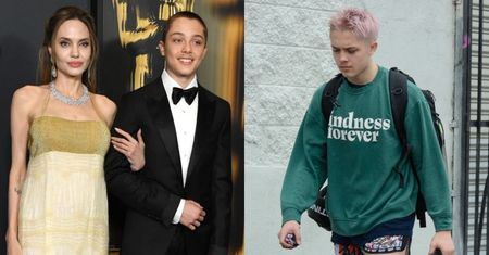 Wyraźnie odmieniony 17-letni syn Angeliny Jolie i Brada Pitta kroczy na trening. Do twarzy mu w różowych włosach?