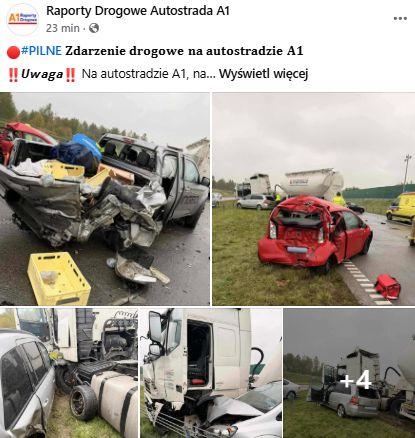 Koszmarne zdarzenie na A1.