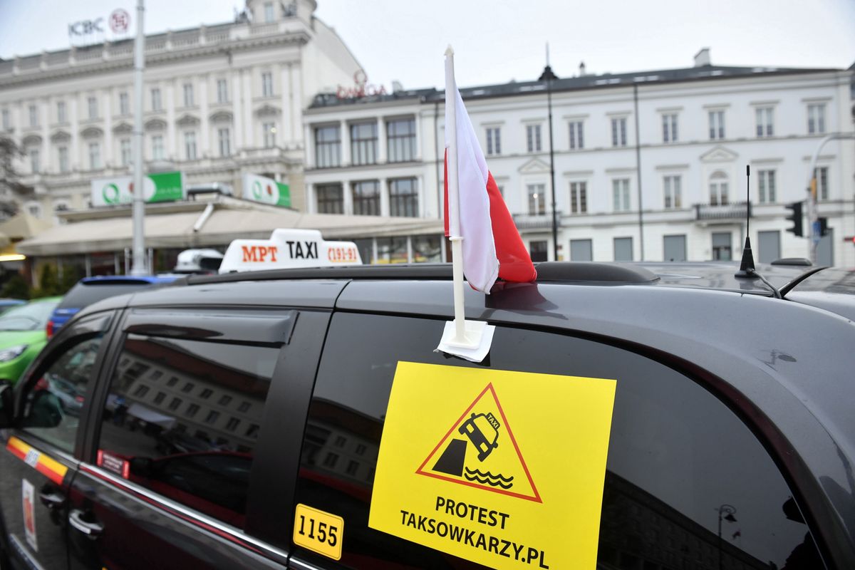 Warszawa. Protest taksówkarzy