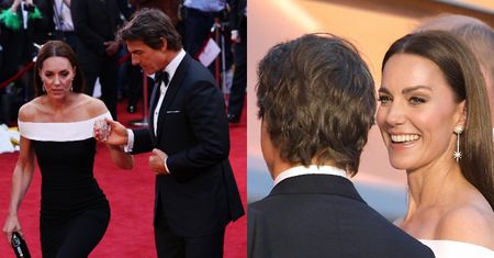 Tom Cruise majstrował przy butach?! Stał ramię w ramię z Kate Middleton, która jest od niego wyższa (ZDJĘCIA)