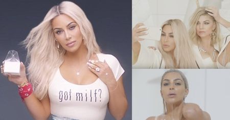 Kim Kardashian oblewa się mlekiem w nowym teledysku Fergie...