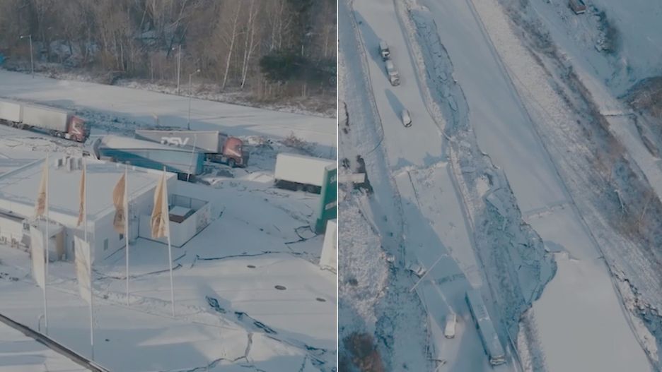 Screen z materiału wideo Aftonbladet. Droga E6 w Szwecji 
