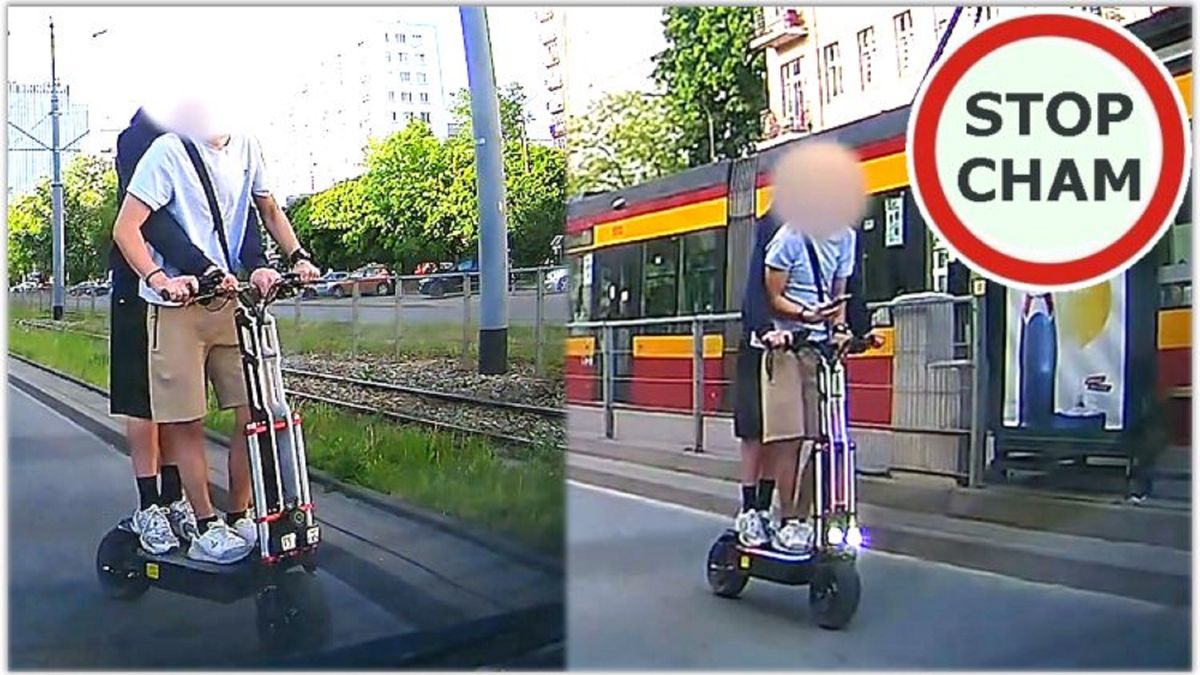 Jazda na hulajnodze ulicami Łodzi.