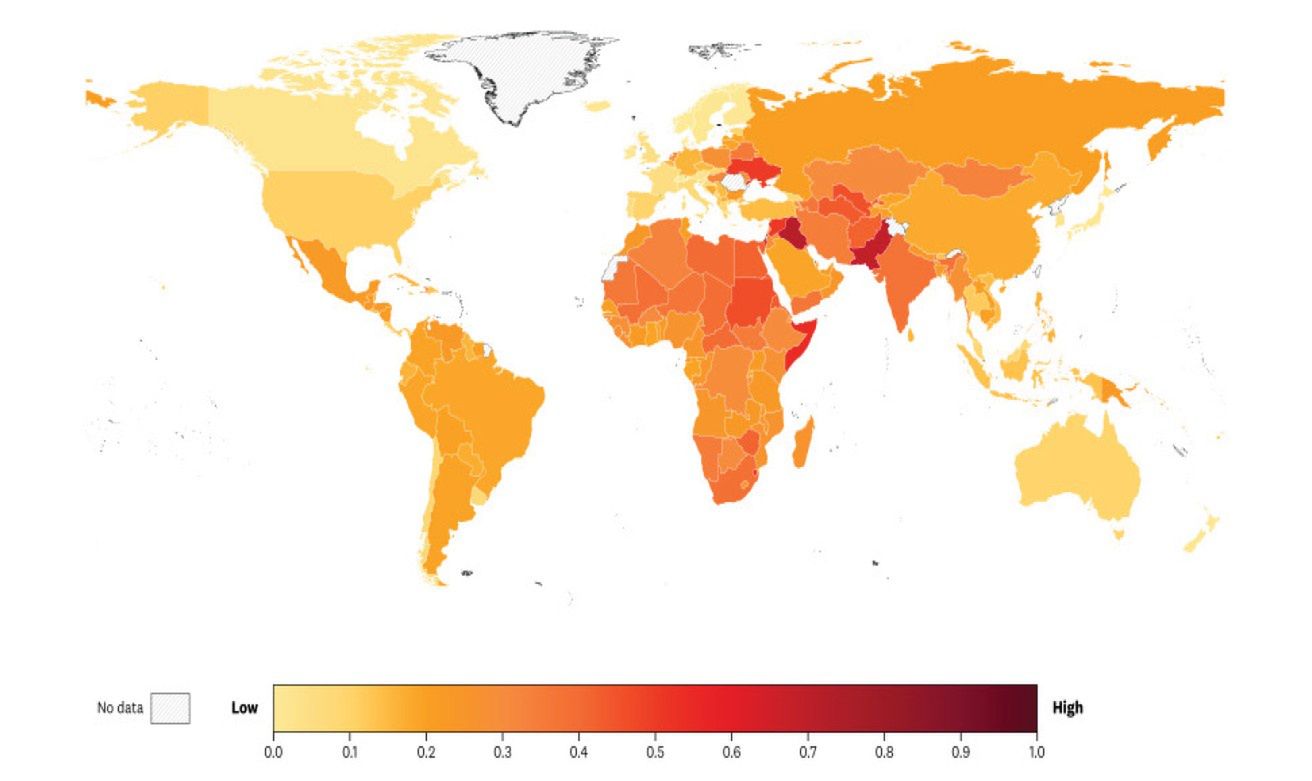 Podatność różnych krajów na wyzwania związane z wodą