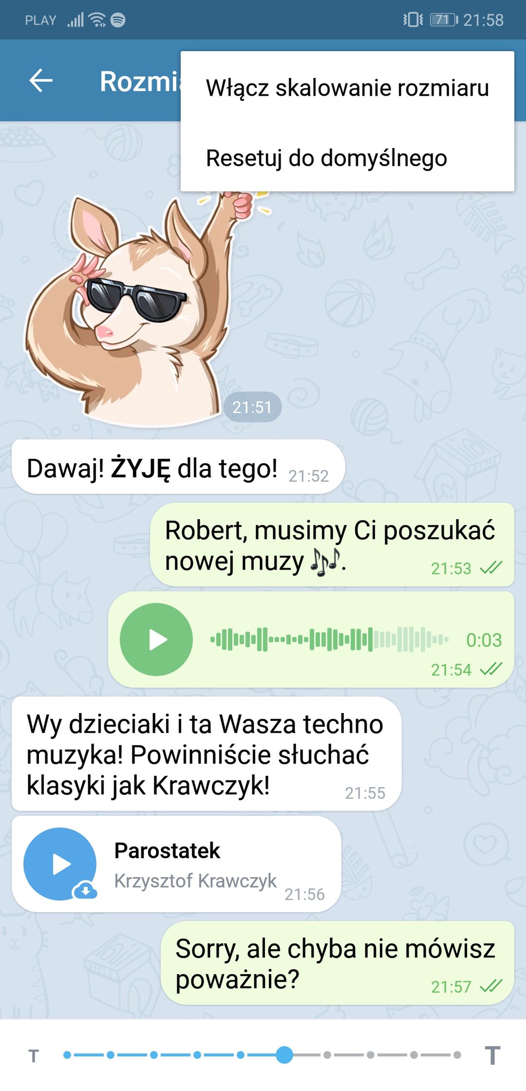 Więcej wielkości czcionki do wyboru.