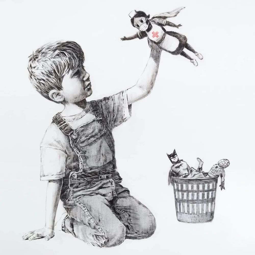 Rysunek Banksy'ego zatytułowany "Game Changer"