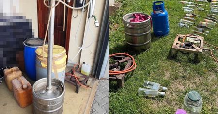 Policjanci weszli na posesję 62-latka. Odkryli nielegalną produkcję alkoholu