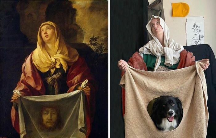 Artystka i jej pies odtwarzają obrazy znanych malarzy. To ich sposób na nudę 1