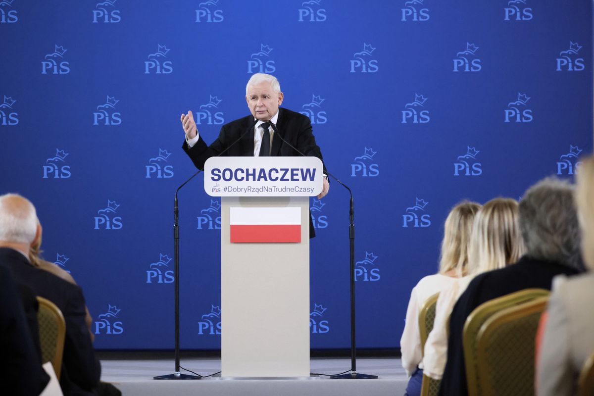 Jarosław Kaczyński podczas spotkania z mieszkańcami Sochaczewa