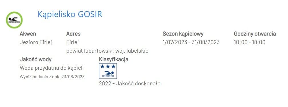 czystość wody jezioro Firlej