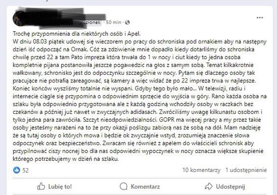 Wpis jednego z turystów wywołał poruszenie wśród miłośników Tatr