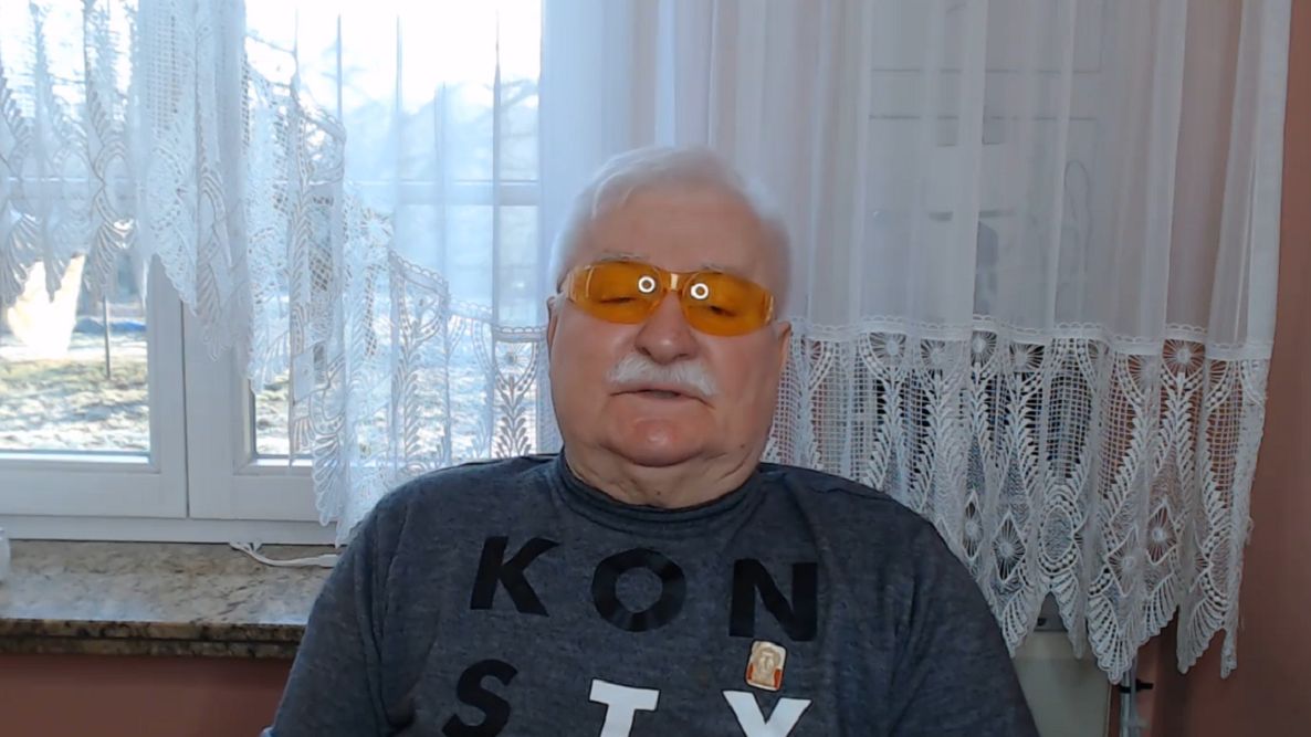 Lech Wałęsa musiał nagle przerwać nagranie.