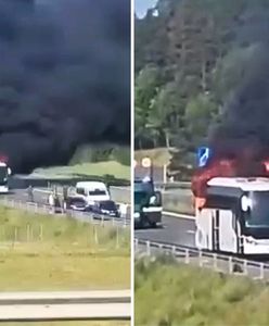 Autobus stanął w ogniu na S5. Pojazdem podróżowały dzieci