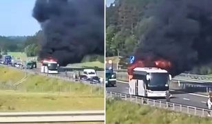 Autobus stanął w ogniu na S5. Pojazdem podróżowały dzieci