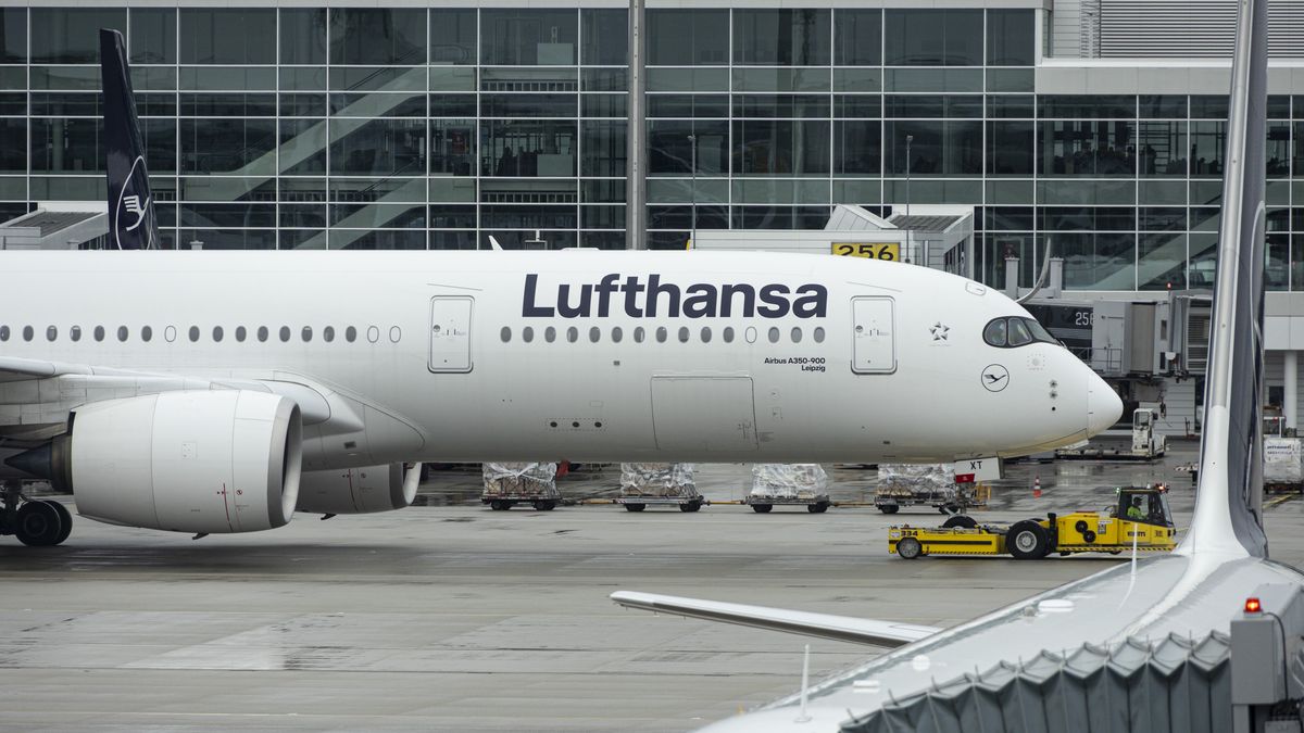 Lufthansa Airbus A350-900 wide body passenger aircraft spotted towed in front of the terminal of Munich Airport - Flughafen München Franz Josef Strauss MUC in Germany on February 22, 2026.  Lufthansa German Airlines of Deutsche Lufthansa AG is the German flag carrier, second largest airline group in Europe operating a fleet of 274 planes, member of Star Alliance aviation airline alliance.  (Photo by Nicolas Economou/NurPhoto via Getty Images)