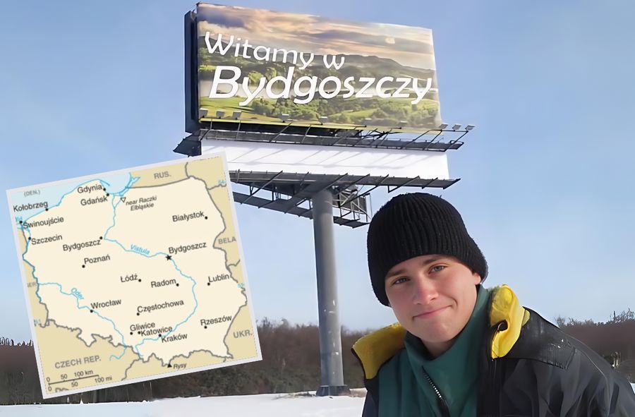 Łatwogang postawił billboard "Witamy w Bydgoszczy"