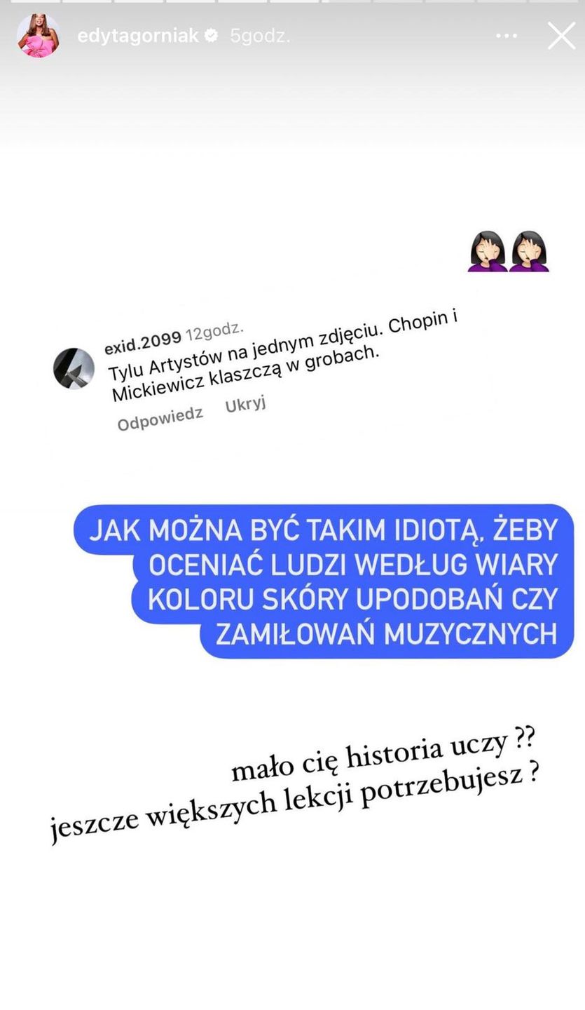 Edyta Górniak odpowiada na niemiły komentarz
