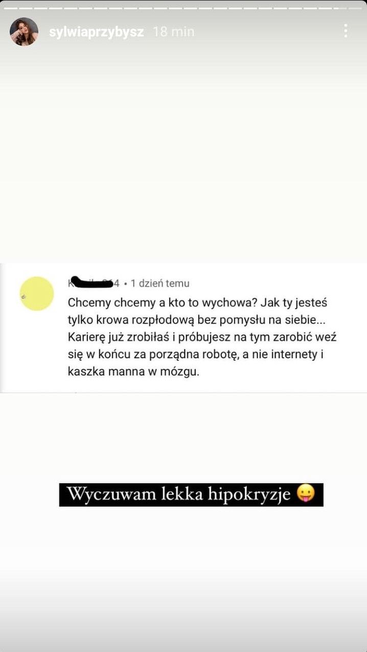 Sylwia Przybysz odpowiada hejterowi