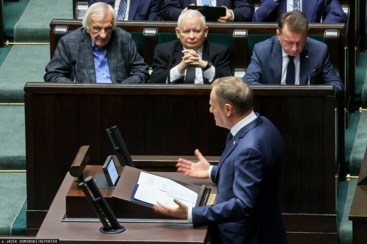 Na zdjęciu od lewej: Ryszard Terlecki, Jarosław Kaczyński, Donald Tusk, Mariusz Błaszczak