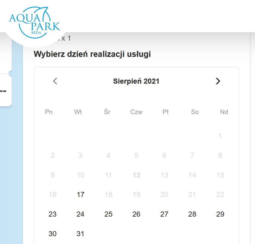 Screen ze strony Aquapark Reda