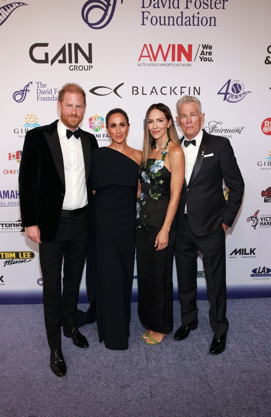 Książę Harry, Meghan Markle, Katharine McPhee i David Foster 