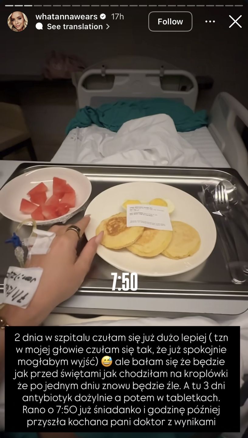 Anna Skura pokazała szpitalne jedzenie