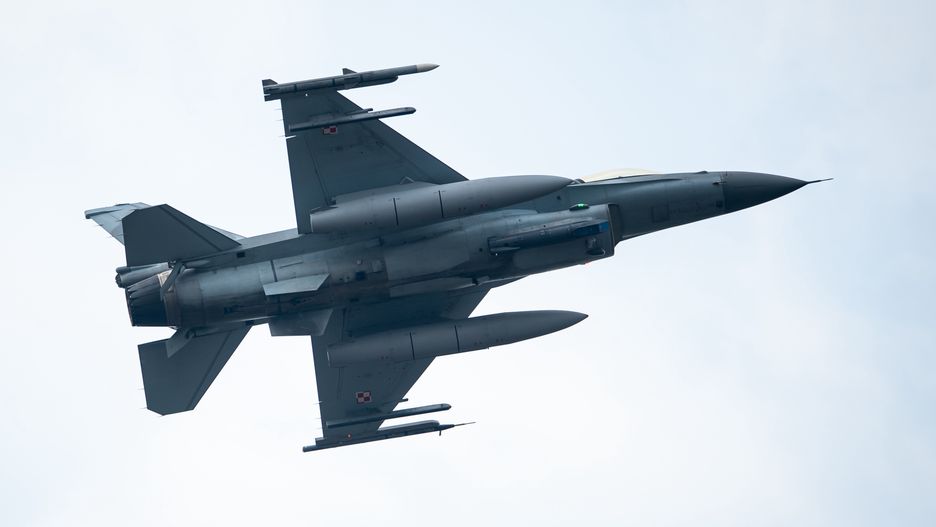 KORZENIEWO, POLAND - MARCH 4: F-16 seen during the NATO Dragon 24 military exercise on March 4, 2024 in Korzeniewo, Poland. Dragon 24 is a key element of NATO maneuvers as part of Steadfast Defender 24. About 20 thousand troops of 10 different countries take part of exercises. (Photo by Mateusz Slodkowski/DeFodi Images News via Getty Images)