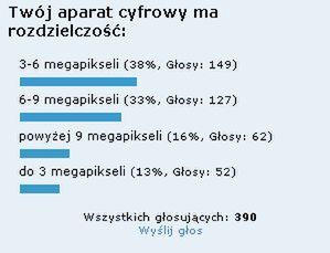 Podsumowanie ankiety o rozdzielczości aparatów 1