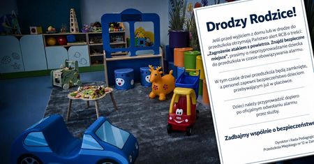 Przedszkole apeluje. W razie alertu RCB: nie przyprowadzać dzieci
