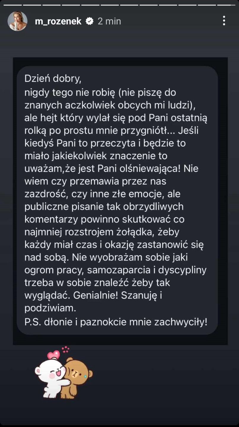 Małgorzata Rozenek udostępniła wspierający ją komentarz