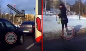 Włączyła awaryjne. Niebywały powód. Kobieta nagrana