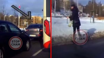 Włączyła awaryjne. Niebywały powód. Kobieta nagrana