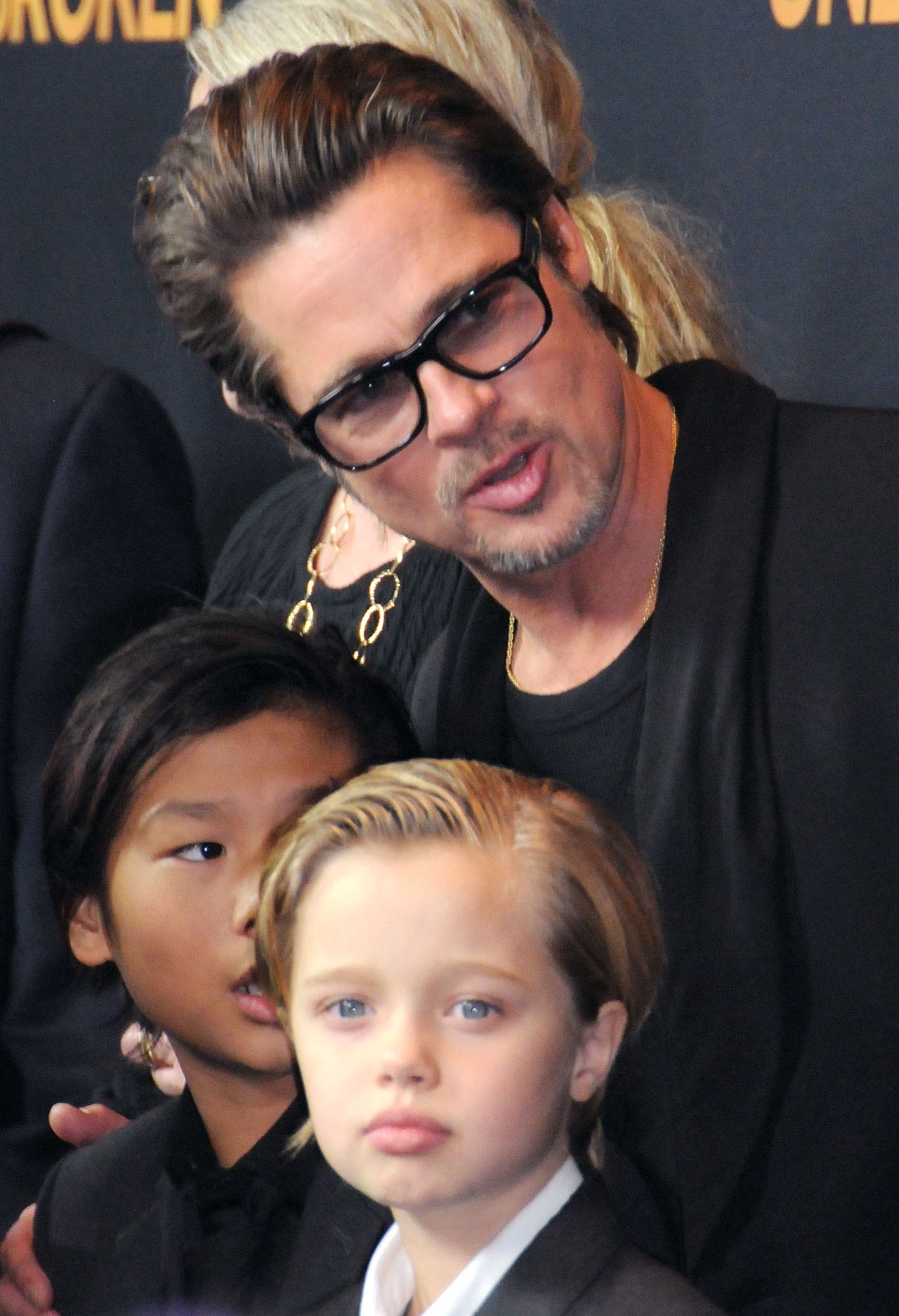 Brad Pitt with Maddox and Shiloh