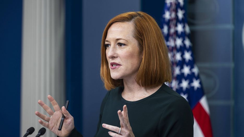 Psaki speaks from White House on Ukraineepa09813162 White House Press Secretary Jenn Psaki answers questions about Russia's ongoing invasion of Ukraine in the White House Briefing Room in Washington, DC, USA, 09 March 2022.  EPA/JIM LO SCALZO Dostawca: PAP/EPA.JIM LO SCALZOUSA, UKRAINE, PSAKI