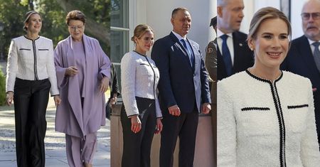 Marta Nawrocka powitała pierwszą parę Estonii w Belwederze. Tym razem zaprezentowała się w czerni i bieli (ZDJĘCIA)