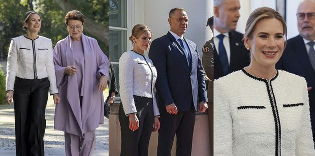 Marta Nawrocka powitała pierwszą parę Estonii w Belwederze. Tym razem zaprezentowała się w czerni i bieli (ZDJĘCIA)