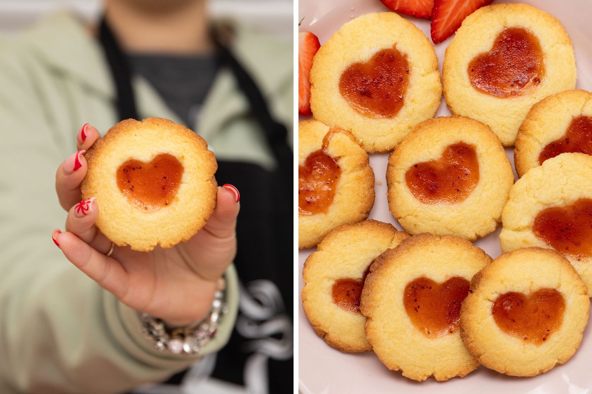 Whip up easy, heart-accented shortbread cookies with this quick recipe
